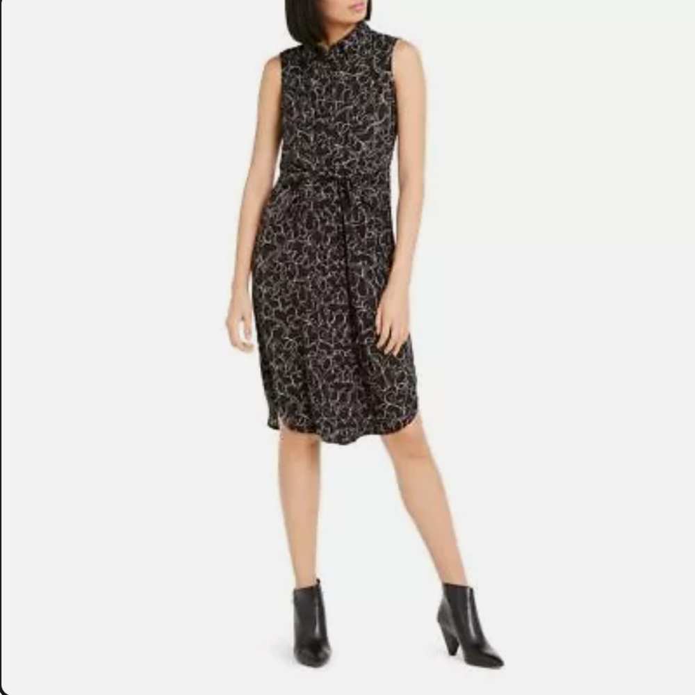 Alfani Black Sleeveless Mock Neck Midi Dress